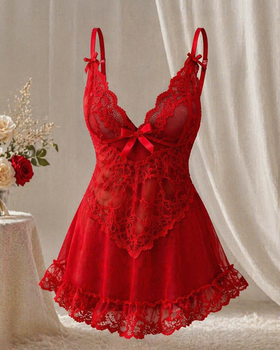 Camisón Nuit Red LivCo tul encaje mujer elegante