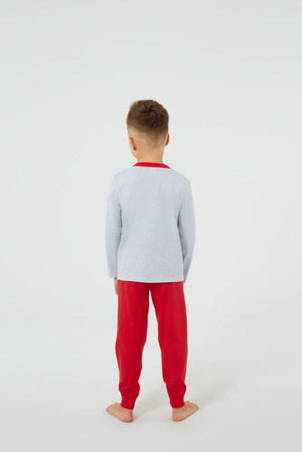 Pijama Junak para niño manga larga y pantalón Moda Italiana - j.melange/rojo