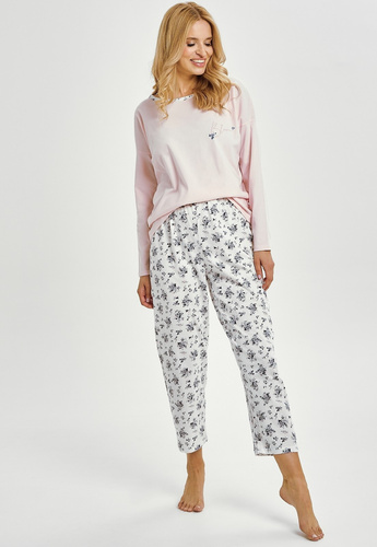 Ella 3450 Taro pijama de las mujeres de algodón rosa de manga larga cómodo