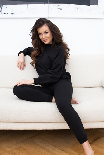 Parma Ladies conjunto manga larga, pantalón Italian Fashion - negro