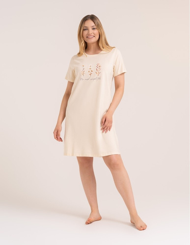 Camisón Moraj PDK2800-007 de algodón color durazno con manga corta