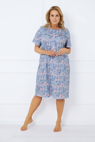 Camisón desabrochado Facelia, manga corta Moda Italiana - estampado