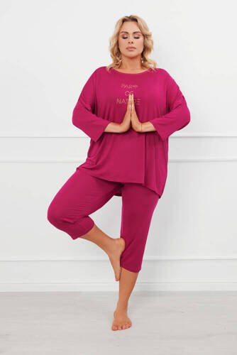 Pijama 3/4 Natura Mujer Moda Italiana - vino