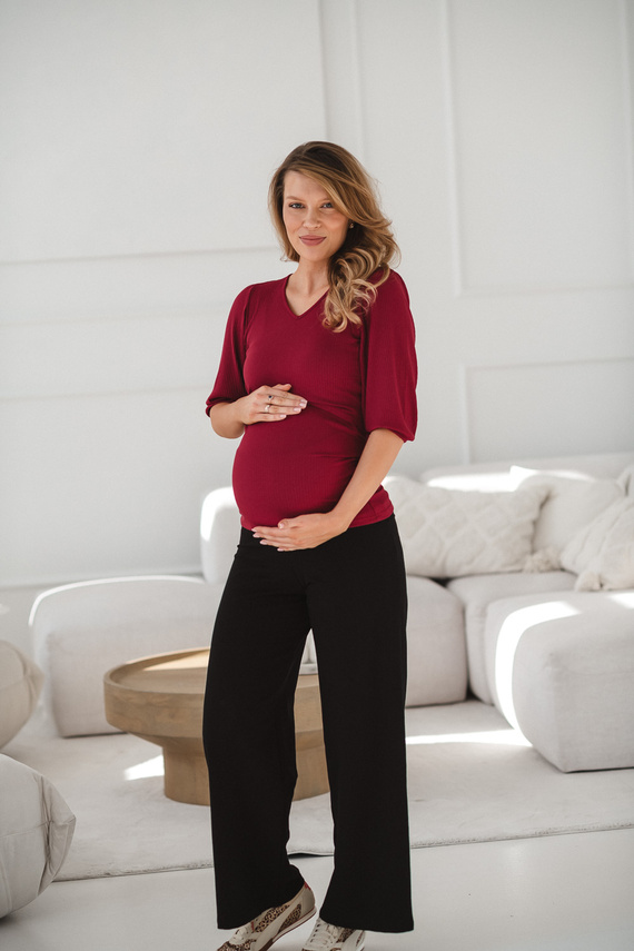Pantalones premamá anchos Wide Flow Milk & Love Wide Leg con cinturilla 2 en 1 negros