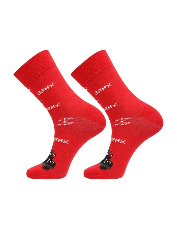 Calcetines de hombre Moraj CMLS700-009 navideños rojos de algodón 2 pares en caja