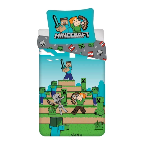 Ropa de cama de algodón Minecraft "We Got This" Jerry Fabrics - 140x200 cm, 100% algodón, reversible