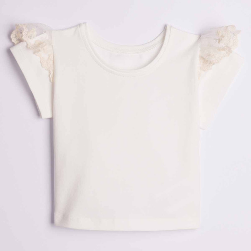 163850 Nicol Blusa cremosa para niña con mariposa de encaje y manga farol