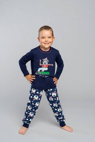 Pijama largo para niño Balu. manga, pantalón Italian Fashion - azul marino