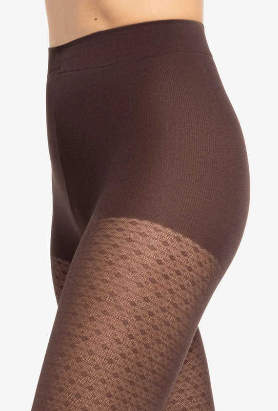 Gatta Wedel wz.03 Medias 40 den - estampado geométrico, choco oscuro