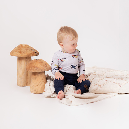 219095 Willy Nicol body bebé algodón gris con aviones - manga larga