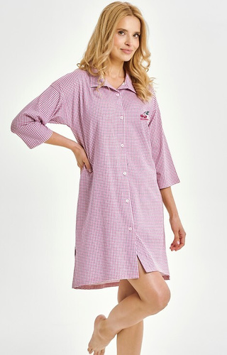 3436 Joliee Camisa Taro Mujer rosa - algodón, cuadros, manga 3/4, botones