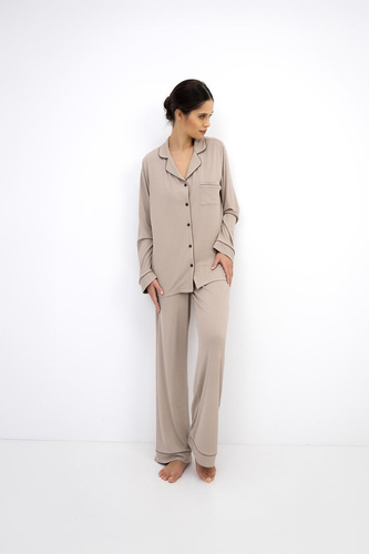 Sensis Novara Cappuccino pijama de viscosa para mujer con botones