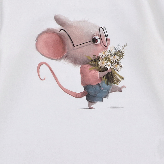 KAR-3008 Blusa de manga larga para niña Lagarto Verde ecru - elegante, algodón, producción polaca