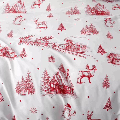 Laponia Navidad ropa de cama de satén de algodón Spod Igły i Nitki blanco rojo - elegante y suave