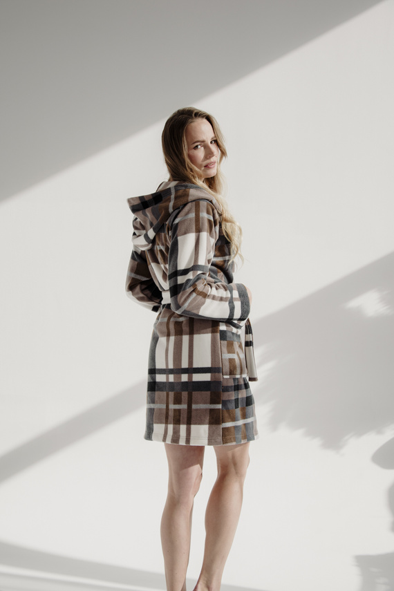 031 Manta albornoz De Lafense - cálido albornoz de vellón para señora Super Cozy, marrón