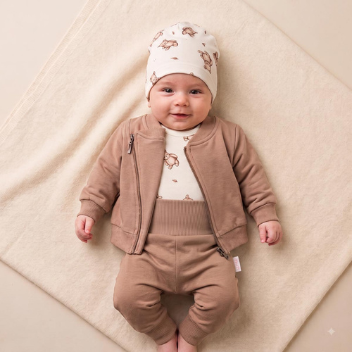 227273 Nicol BENEK Sudadera para niño tipo ramoneska marrón de algodón con cremallera