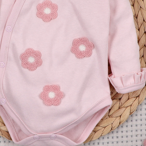 Body cruzado NINI Little Flowers 100% algodón orgánico, rosa claro ABN-5754/JRO