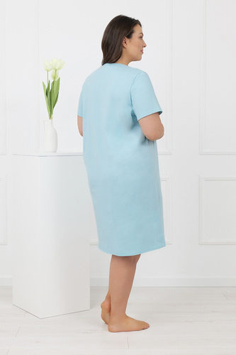 Hemaria Italian Fashion camisa de noche de algodón para mujer talla plus turquesa