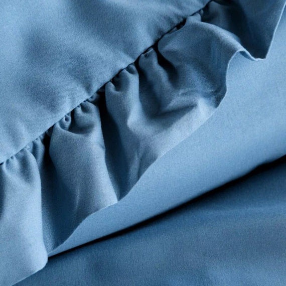 Ropa de cama de microfibra Eurofirany MI con volante, suave, con cremallera, azul