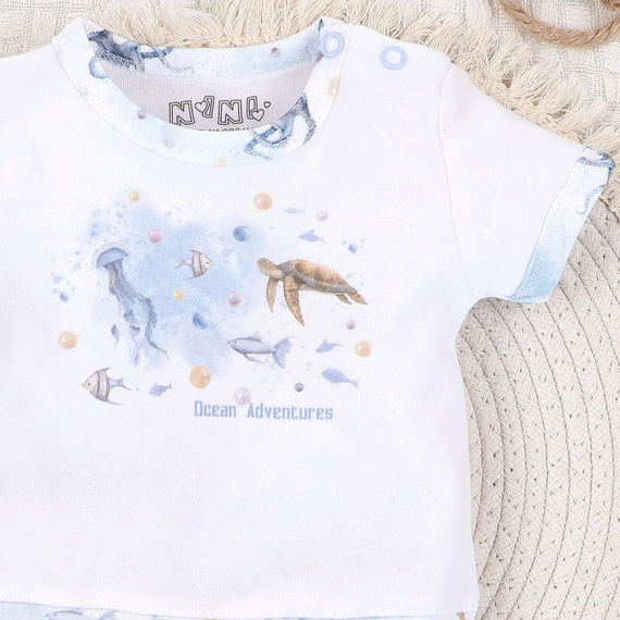 ABN-5453 Sea Of Joy Nini baby Rampers blanco- algodón orgánico, cómodos botones a presión