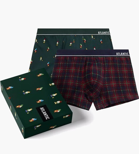 2GMH-031/25 Calzoncillos bóxer Atlantic para hombre - algodón con elastano, estampado de colores, lote de 2