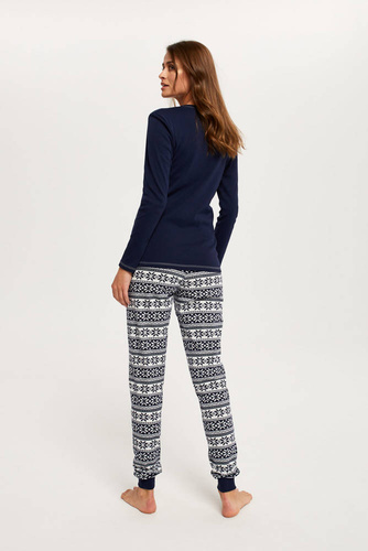 Arktyka Pijama señora manga larga, pantalón largo Moda Italiana - azul marino/estampado