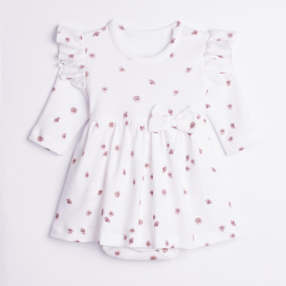 226159 Nicol Vestido-body para niña ecru manga larga con flores