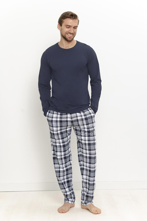 Pijama para hombre Taro 3664 Dante azul marino 100% algodón manga larga