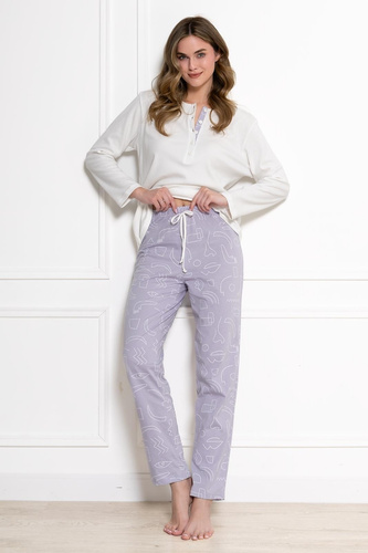 Pijama de mujer Leveza 1783 Mira crema-lila 100% algodón