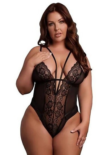 Body AMR006 Amour Le Désir Body de encaje Plus Size XL-4XL Negro