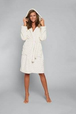 Albornoz con capucha de mujer Italian Fashion - estampado/estrellas doradas