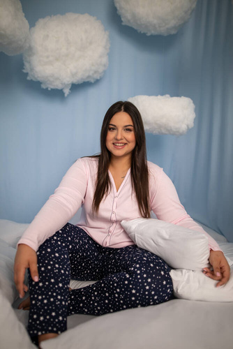 Libra Pijama de mujer manga larga y pantalón Moda Italiana - rosa/estampado