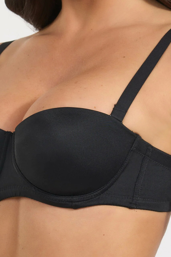 391 Sujetador Bandeau Nero Selene Bardotka Aros Rellenos Tirantes Desmontables