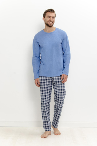 Pijama para hombre Taro 3671 Luciano azul larga de algodón cómoda