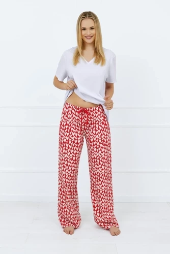 Evora Pantalón de pijama de mujer, largo Moda Italiana - estampado