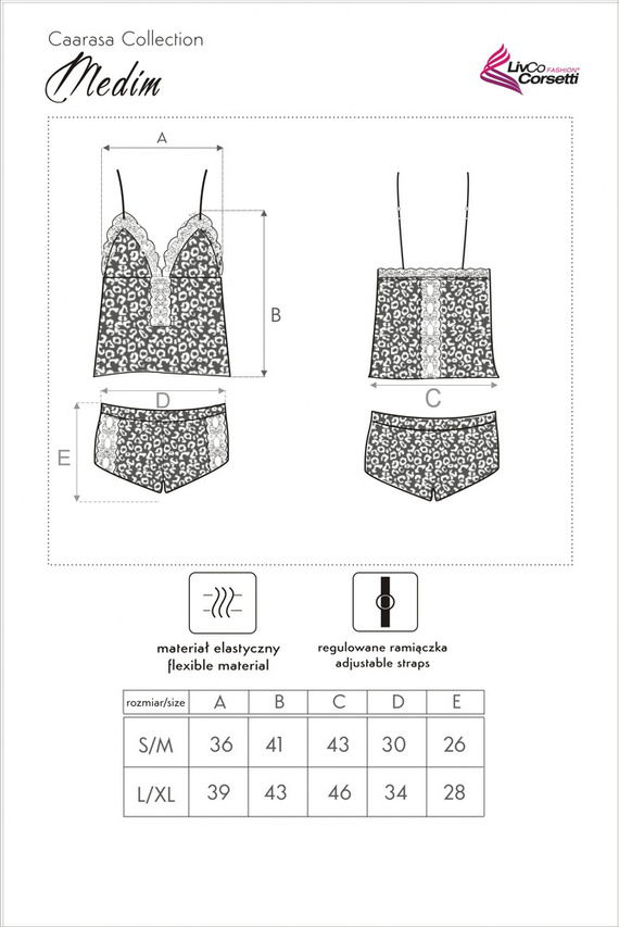 Medim LC 90601 Conjunto, chemise+ short LivCo Corsetti Fashion