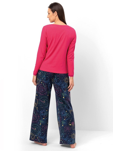 Pijama de señora Key LNS 750 frambuesa - algodón, manga larga, cómodo