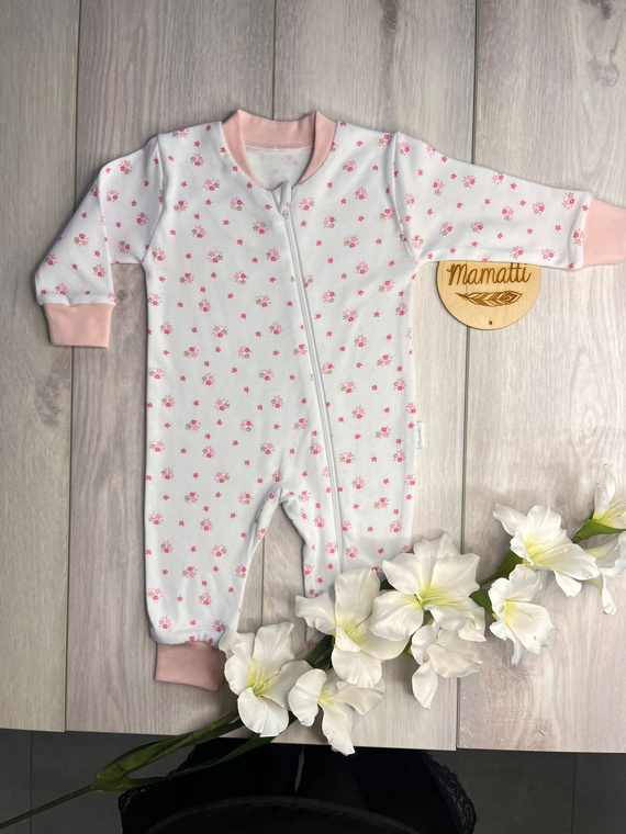 Mamatti Babies' Pajacifier PS15341 Flores - Sin pies, con cremallera