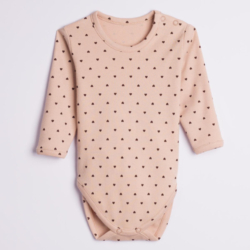 Nicol Hania 226097 Body para bebé manga larga algodón corazones beige