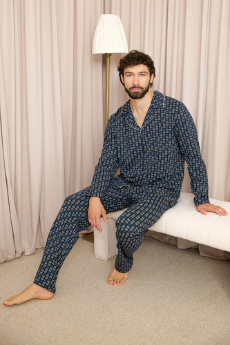 Pijama para hombre Italian Fashion Broken 100% algodón manga larga con botones