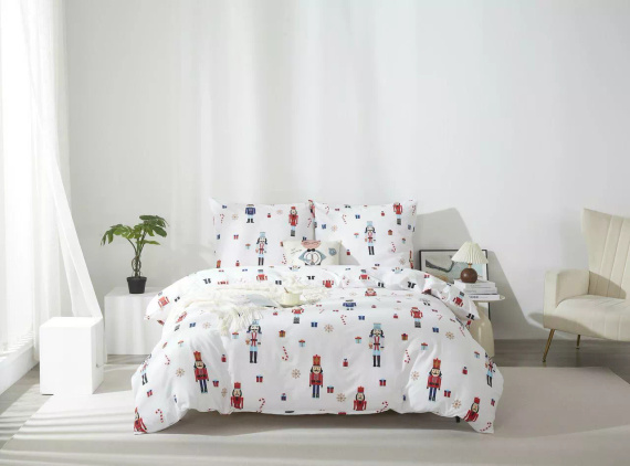 Xmass Navidad ropa de cama de satén de algodón Spod Igły i Nitki cascanueces - elegante y suave