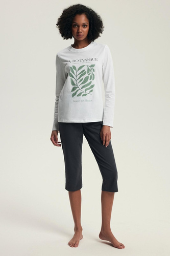 Henderson pijama de mujer Danna 43686 crema - algodón, manga larga, corte cómodo