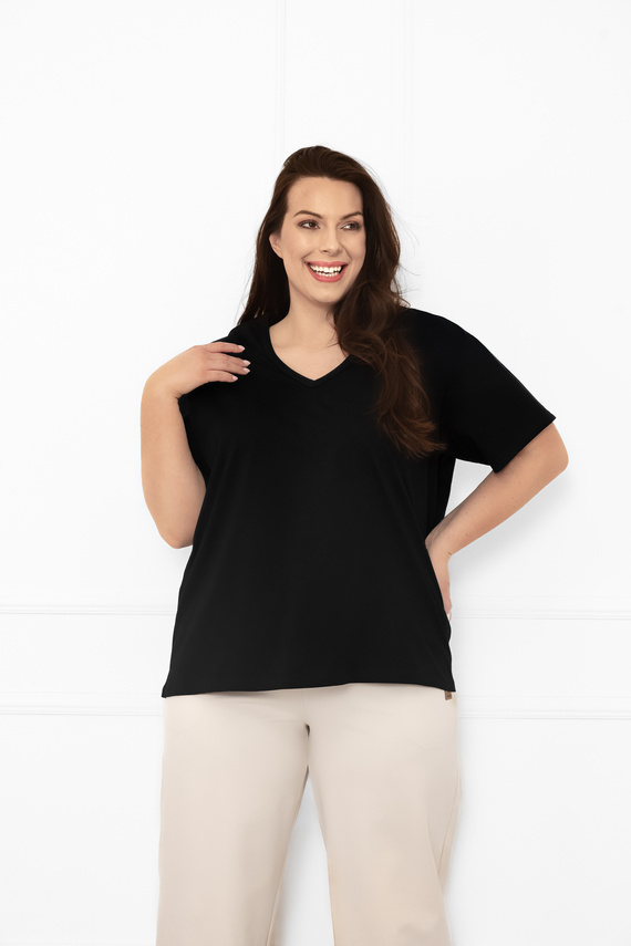 Klara - blusa de manga corta para mujer | Italian Fashion negro