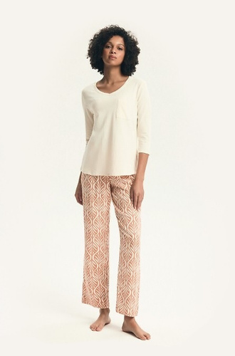 Pijama de mujer 43671 Denise 3/4 Henderson - algodón, viscosa, pantalón estampado, escote redondo