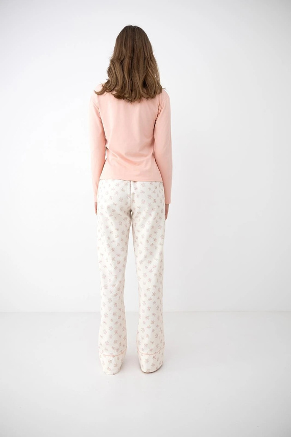 Pijama de mujer Sensis Royal rosa-ecru bambú algodón pantalones largos