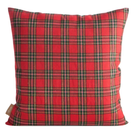 Chp 165 Eurofirany Funda de almohada navideña - a cuadros rojos con Papá Noel e inscripción