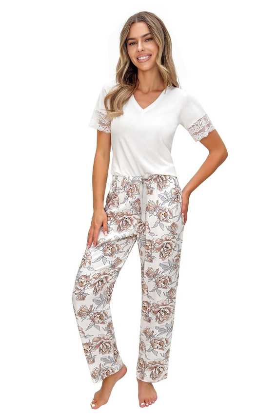 Pijama mujer Donna Elizabeth Long viscosa encaje escote V cómodo