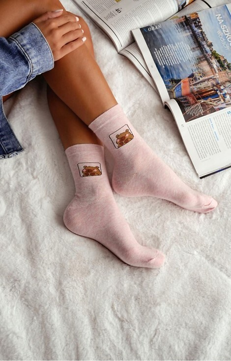 0200-186 Kapibara Calcetines de mujer Milena rosa - algodón, estampado