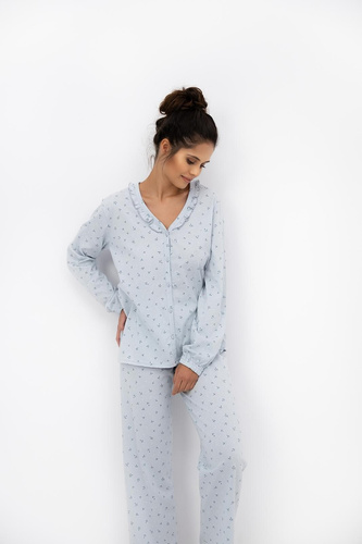 Lucille II Sensis pijama de mujer tórtola - pijama de algodón con volantes y botones