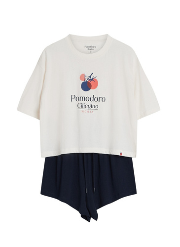 Henderson pijama mujer 43724 Dessie azul, algodón, manga corta, estampado tomate